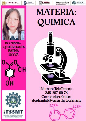 Imagen con datos sobre el docente que impartirá la materia de química 